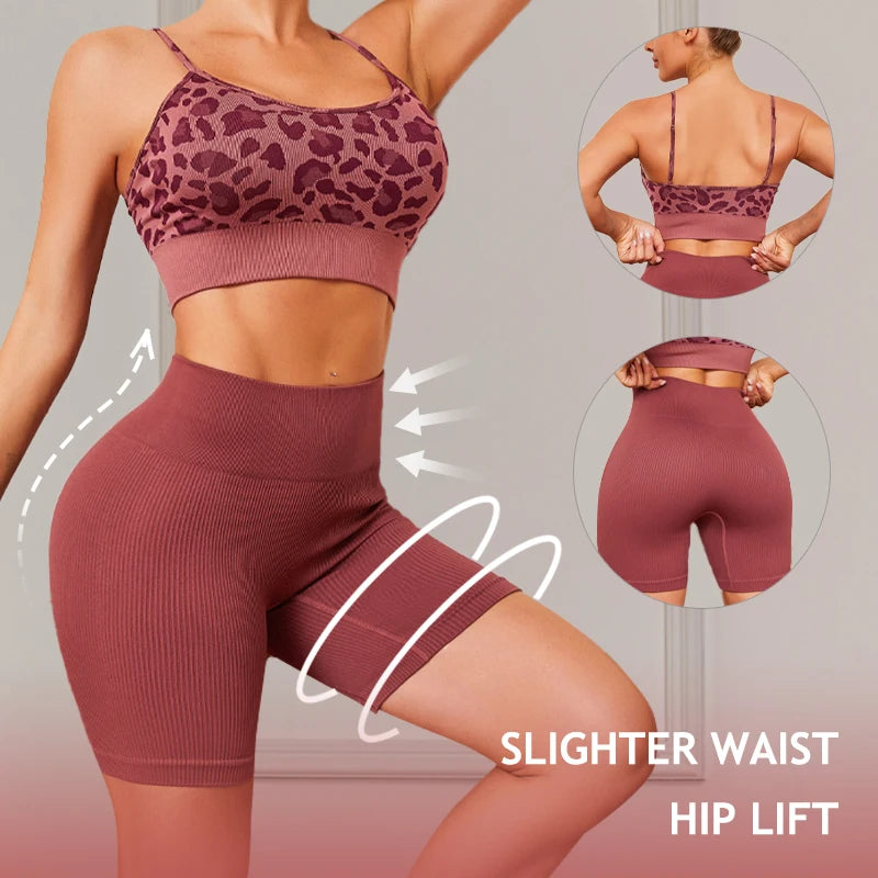 Brassière Dos Croisé & Short Galbant Femme — Color Block, 34 Coloris, Yoga & Fitness