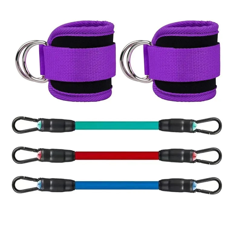 Kit sangles cheville & bandes élastiques mixte, coloris violet – 5 pièces