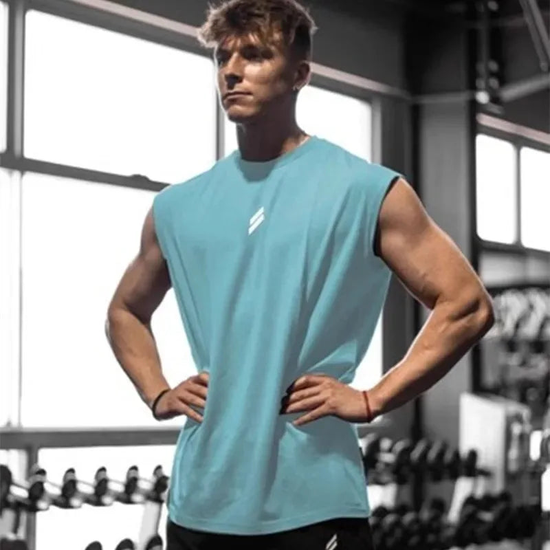 Débardeur sport homme sans manches, coloris bleu ciel