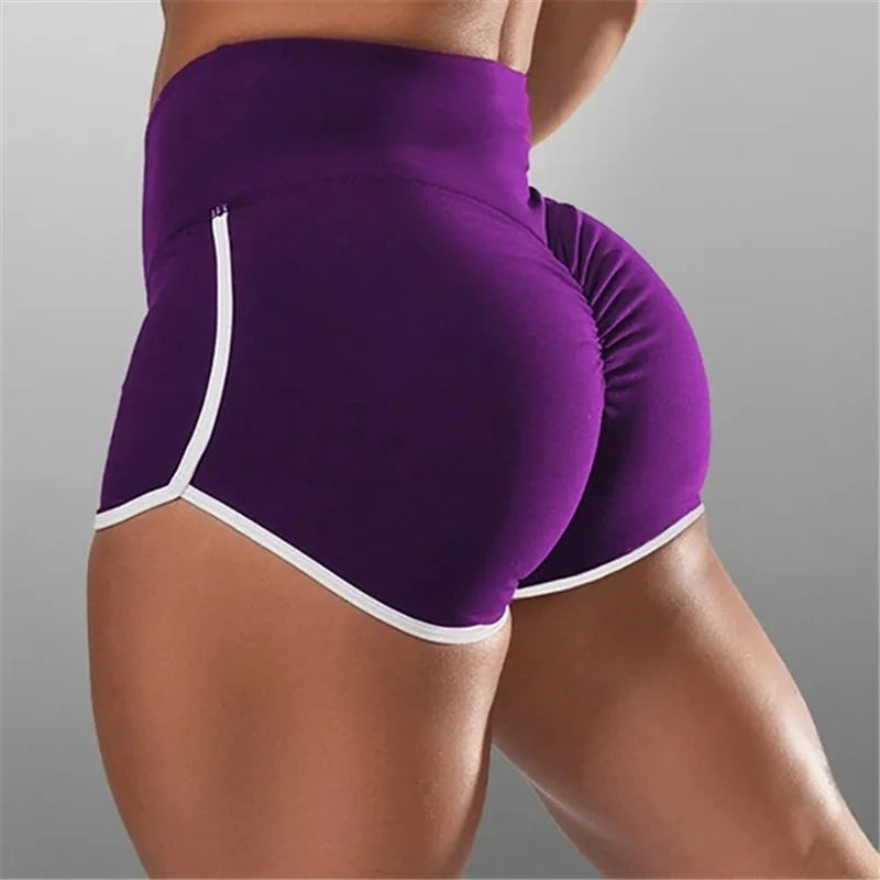 Short fitness femme taille haute sexy, coloris violet D