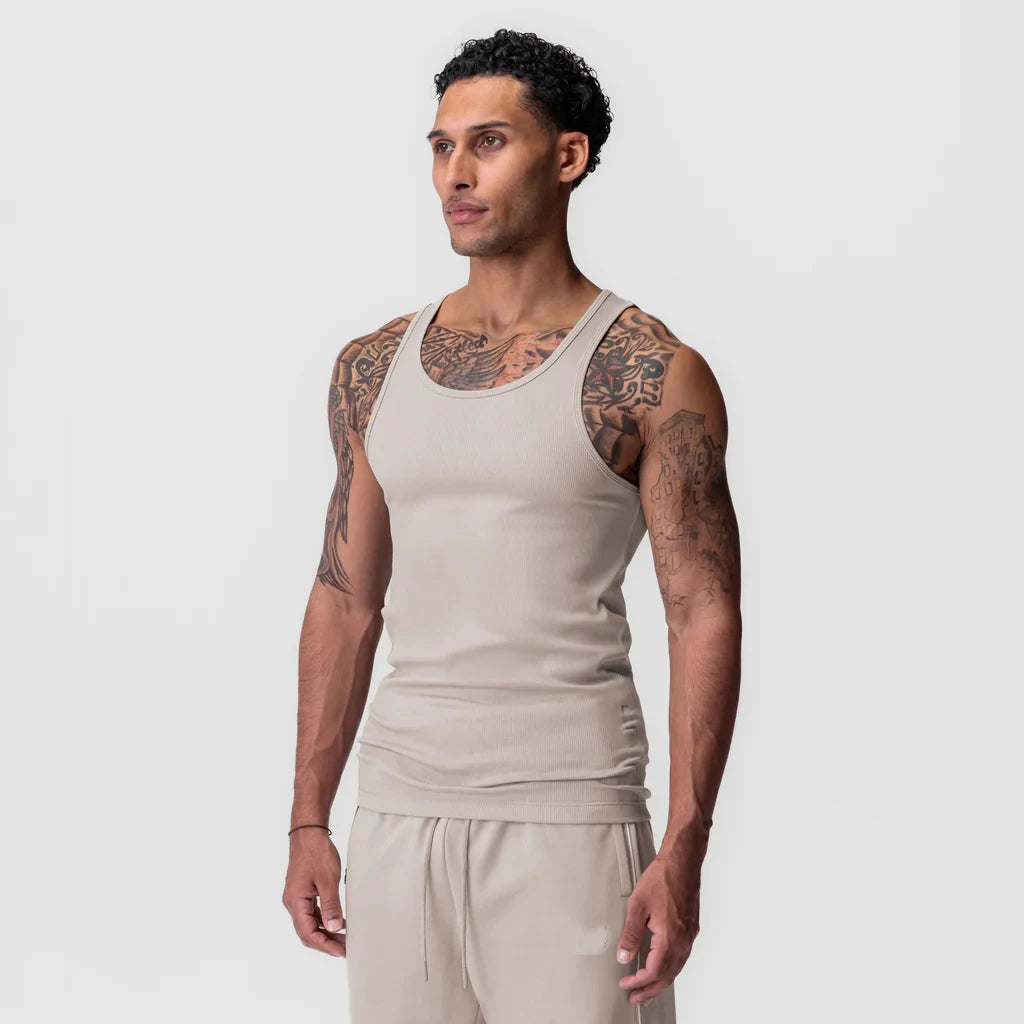 Débardeur musculation homme fil torsadé, coloris kaki