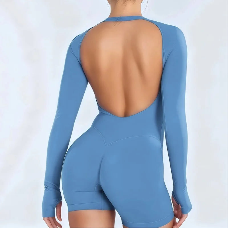 Combinaison sport femme dos nu manches longues — vue 4