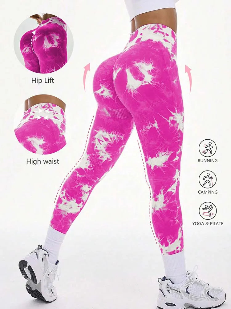 Legging tie-dye sans coutures femme, coloris blanc cassé