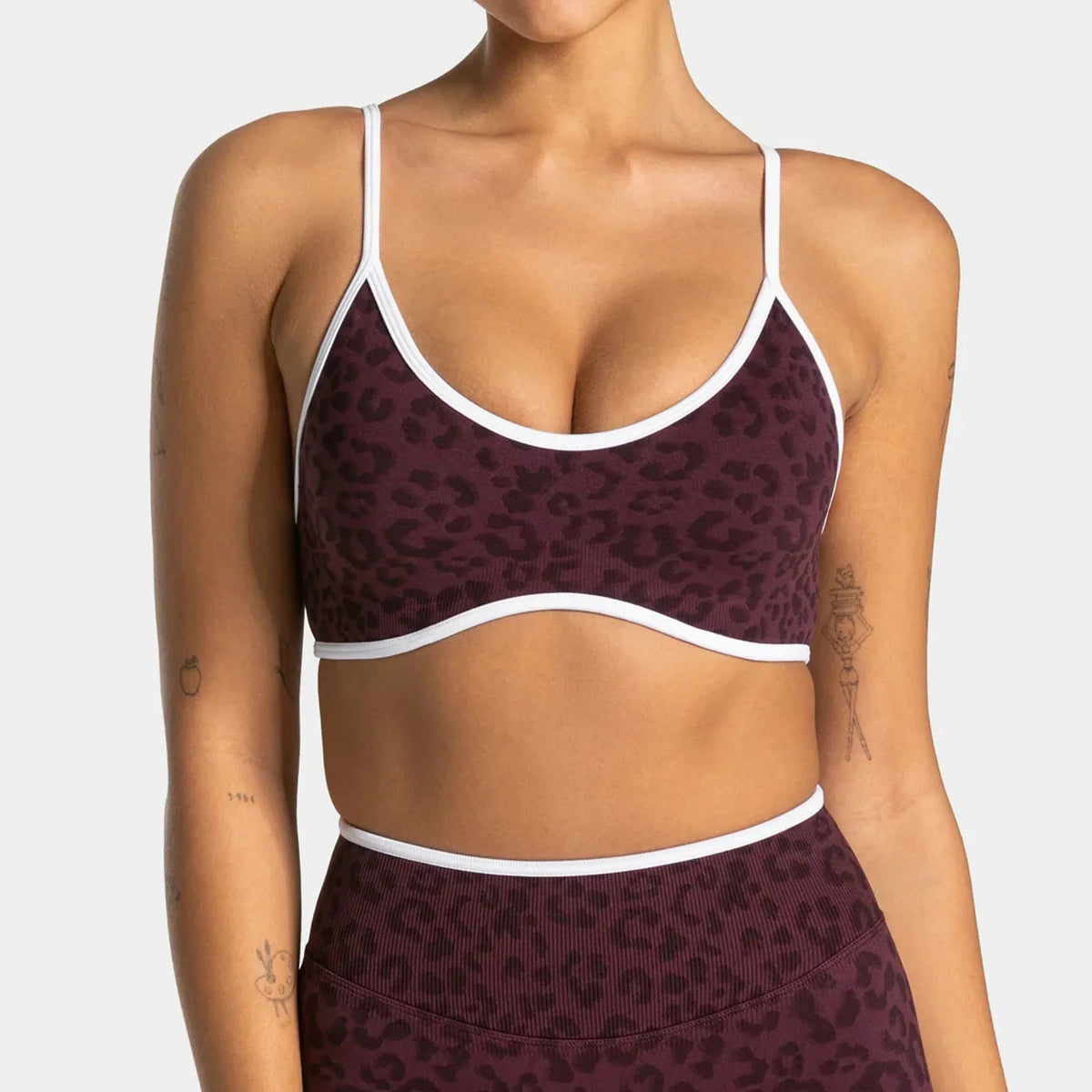 Ensemble yoga léopard & zèbre, coloris bordeaux 2