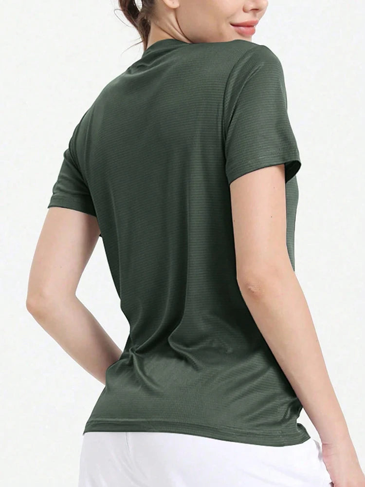 T-shirt sport femme ultra-léger séchage rapide, coloris vert armée