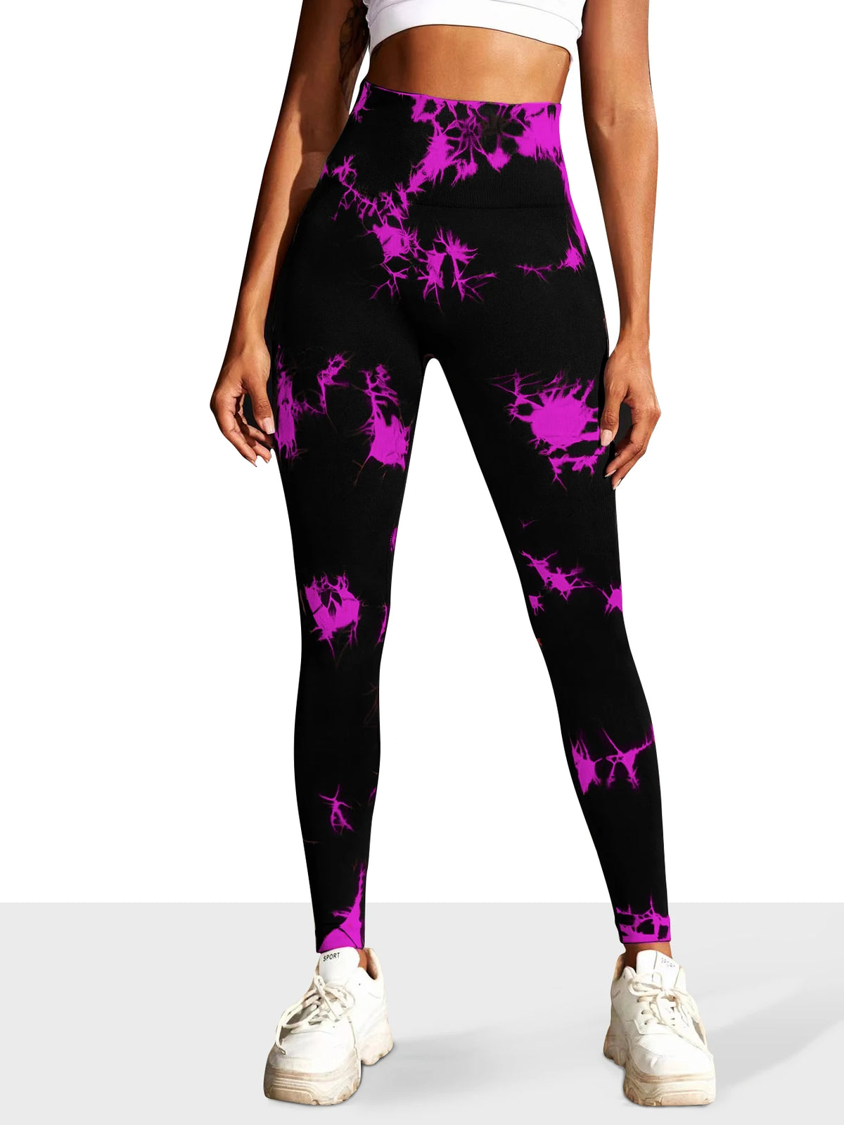 Legging tie-dye sans coutures femme, coloris rose & noir