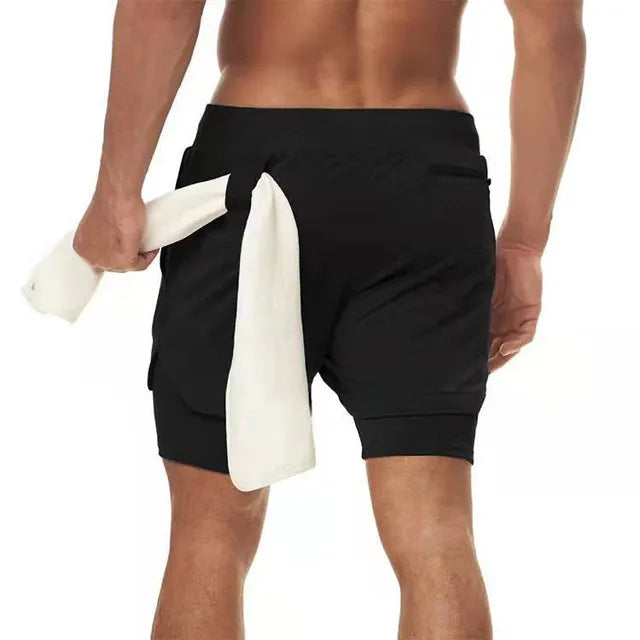 Short running 2-en-1 homme, coloris noir