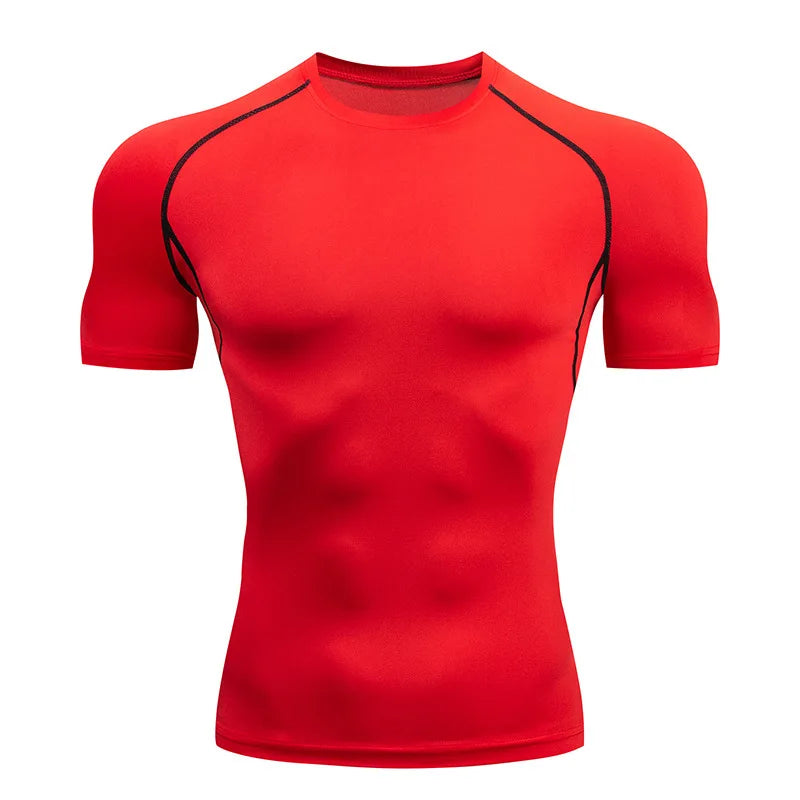 T-shirt compression running homme, coloris rouge