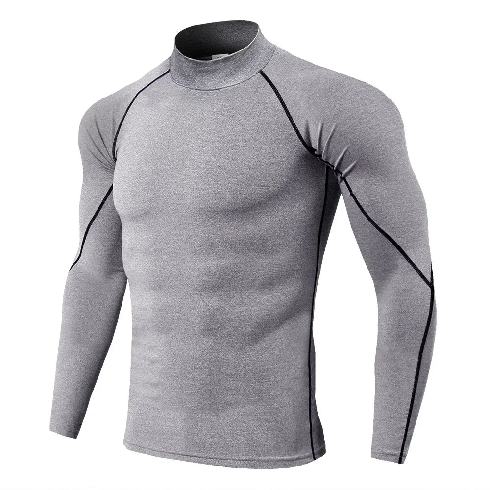 T-shirt compression manches longues homme, coloris gris