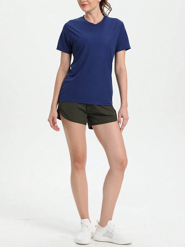 T-shirt sport femme ultra-léger séchage rapide, coloris bleu