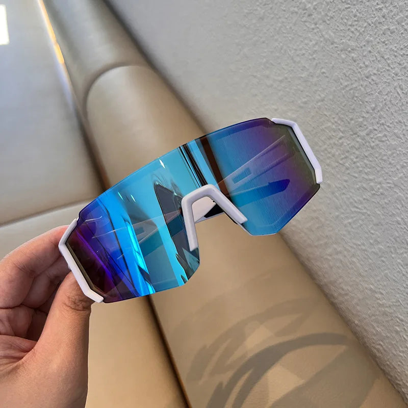 Lunettes sport UV400 — cyclisme, randonnée & protection sable, coloris bleu blanc