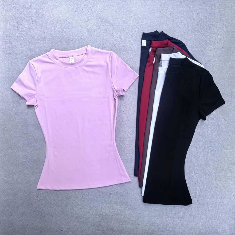 Top yoga femme sans coutures manches courtes