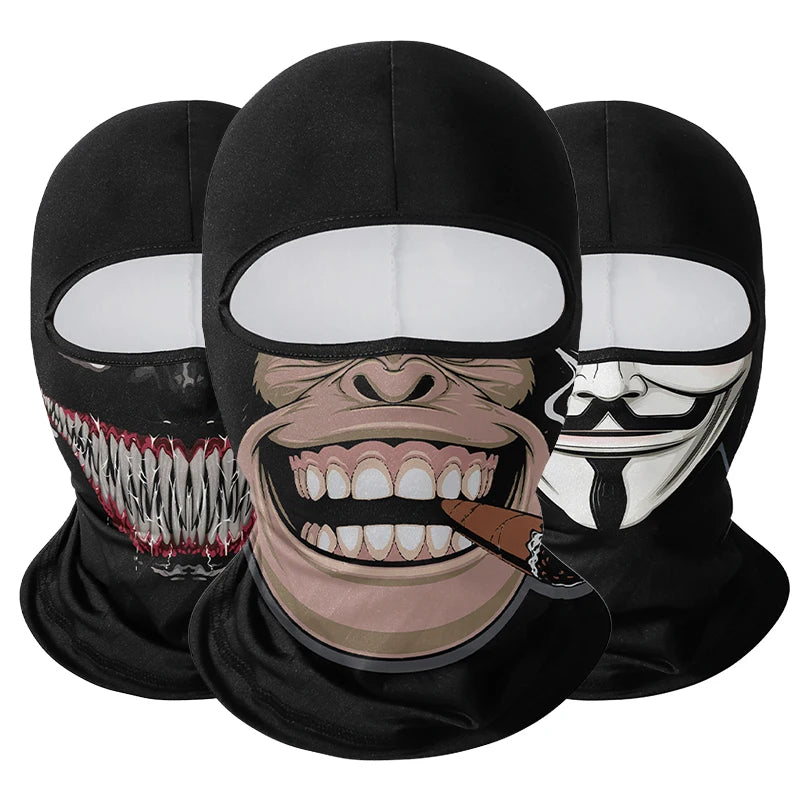Cagoule moto imprimée — séchage rapide, coupe-vent & full face