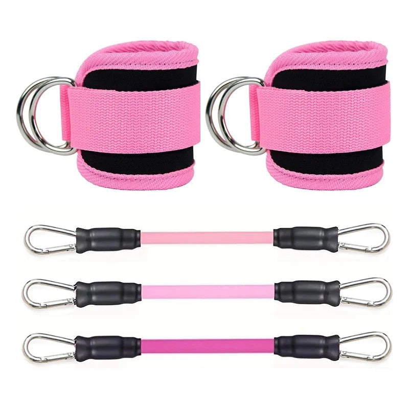 Kit sangles cheville & bandes élastiques mixte — 5 pièces roses