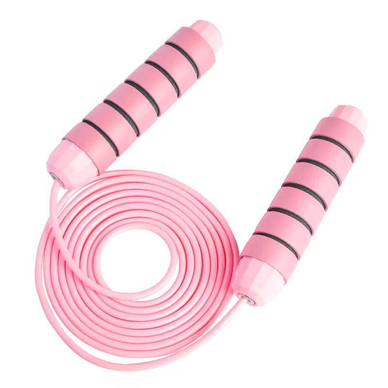 Corde à sauter réglable à roulements, coloris rose