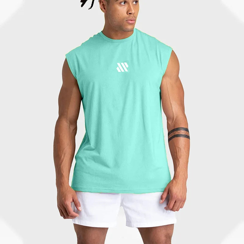 Débardeur sport homme sans manches, coloris bleu lac