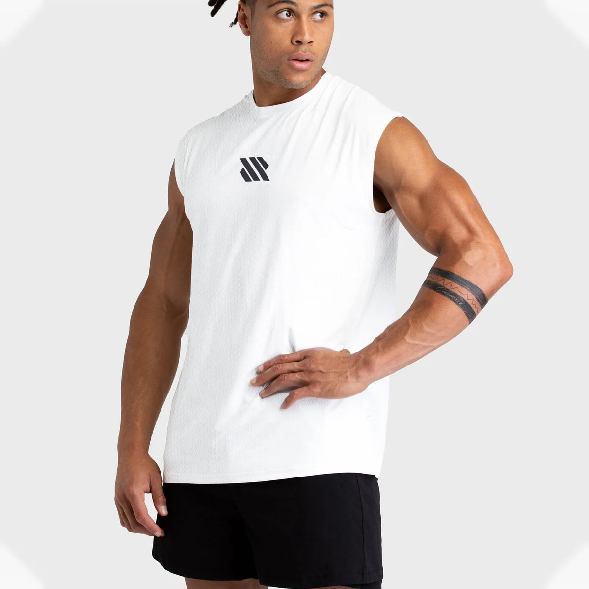 Débardeur sport homme sans manches, coloris blanc