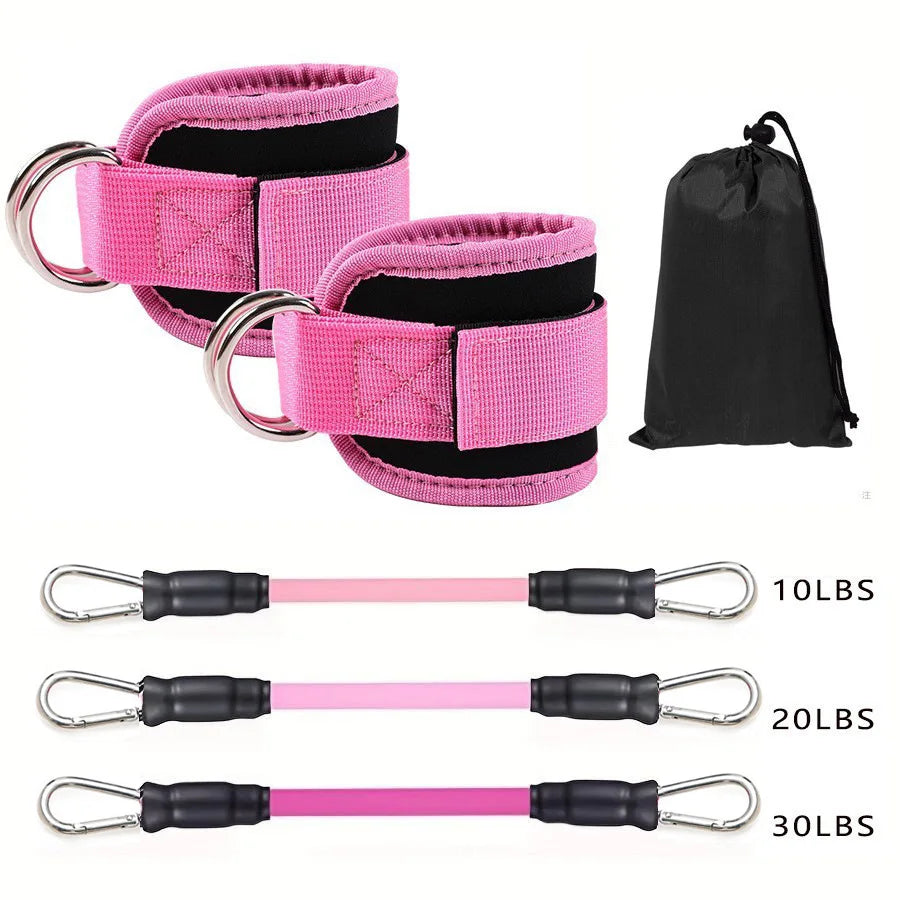 Kit sangles cheville & bandes élastiques mixte — 6 pièces roses