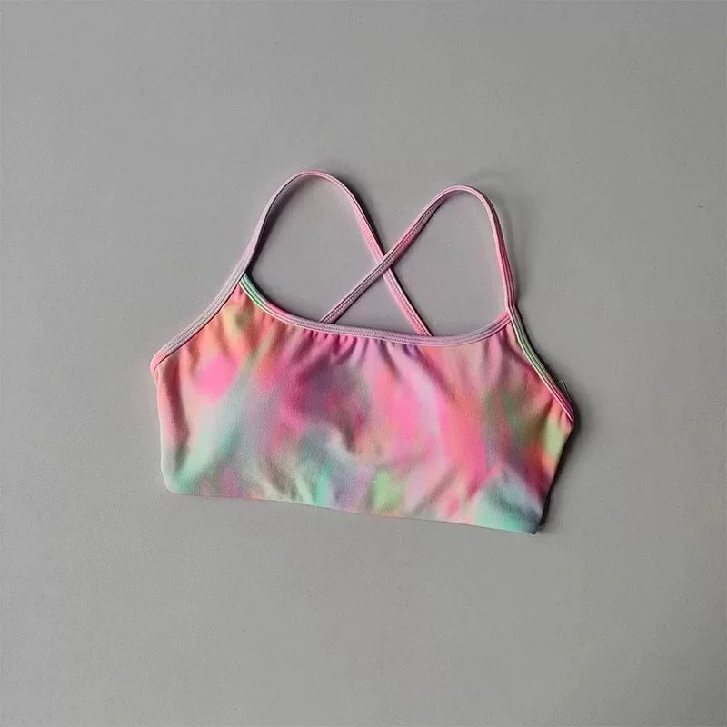 Brassière sport dos croisé anti-choc, coloris rose