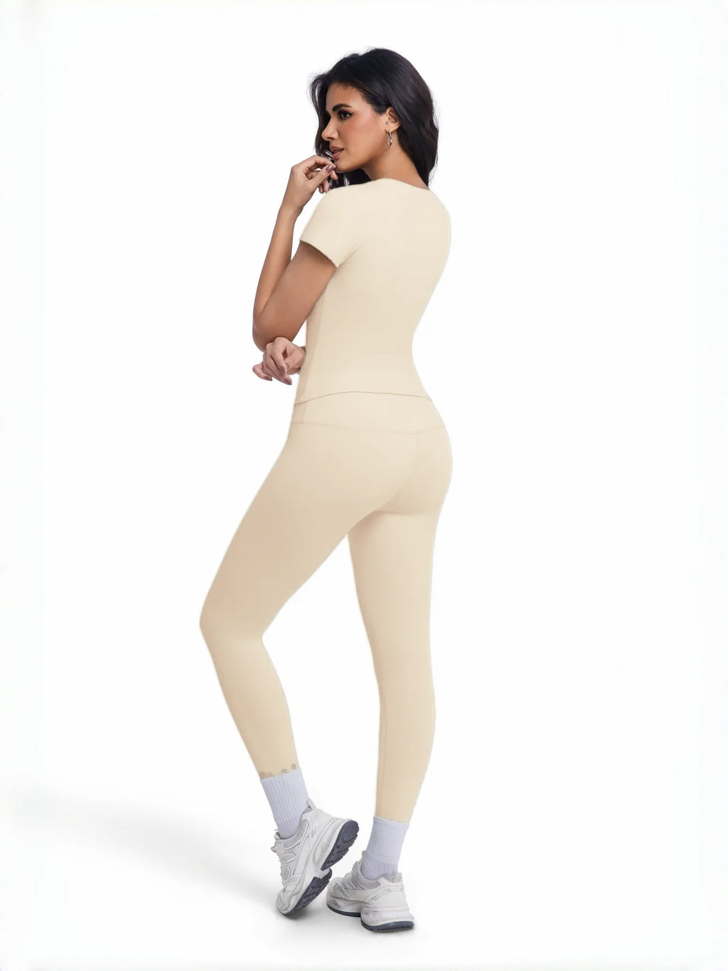 Ensemble Femme T-Shirt & Legging Taille Haute Sans Coutures — 10 Coloris, Yoga & Gym