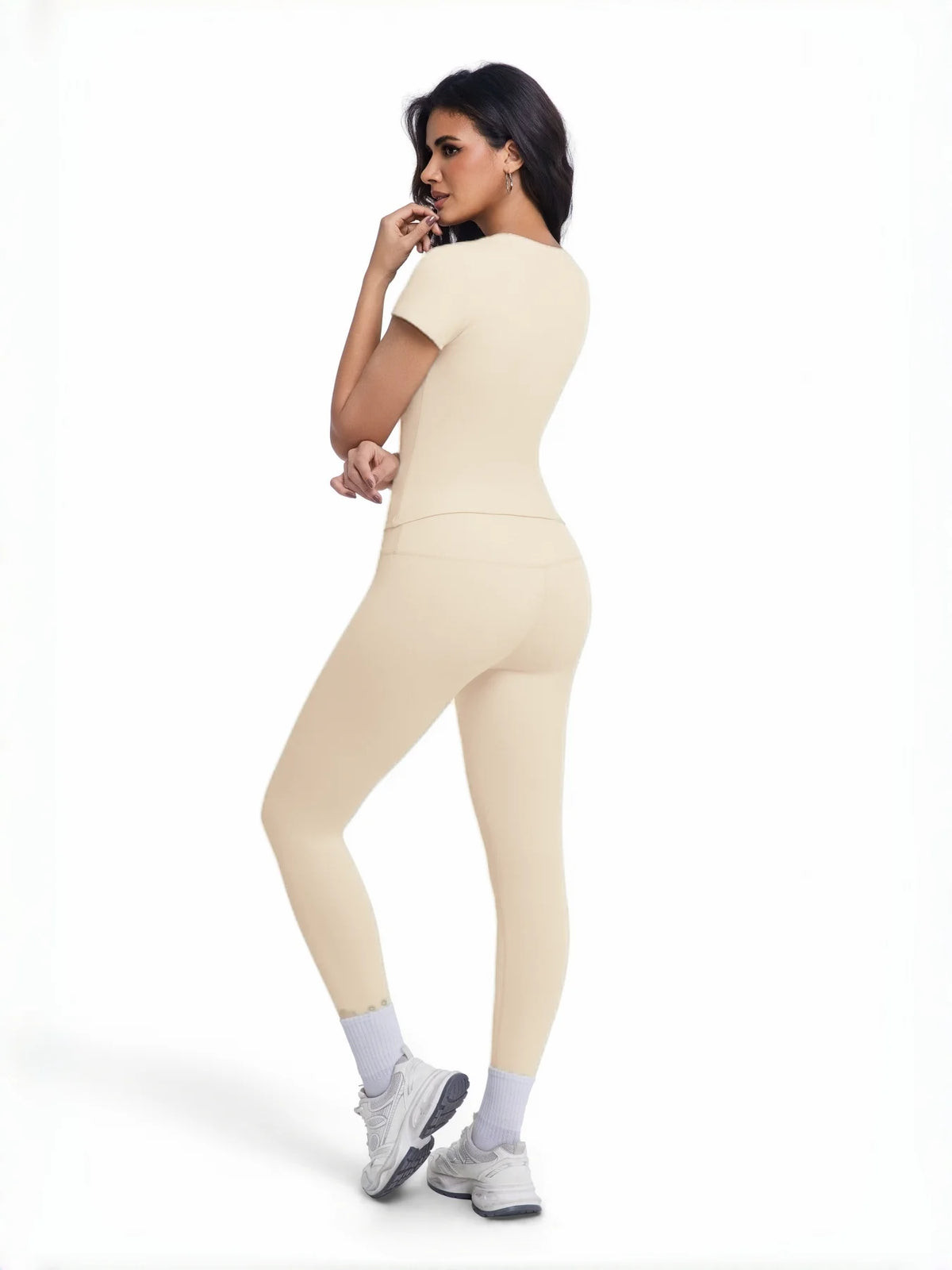 Ensemble Femme T-Shirt & Legging Taille Haute Sans Coutures — 10 Coloris, Yoga & Gym