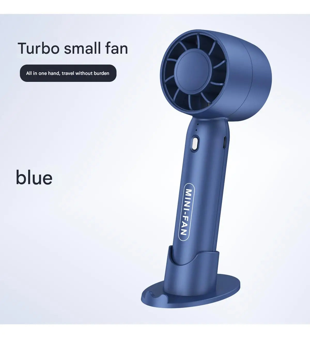 Turbo Handheld Small Fan USB Charging Mini Outdoor Portable Lightweight Desktop Stand with Long-Lasting Battery Life
